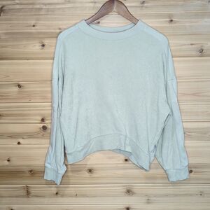 Varley Top Womens XS Cream Lyle Mini Terry Crewneck Cropped Athleisure